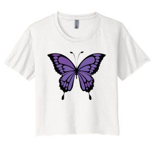 Vibrant Purple Butterfly Women's Crop Top Tee