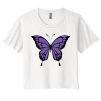 Vibrant Purple Butterfly Women's Crop Top Tee