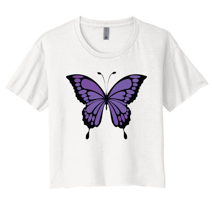 Vibrant Purple Butterfly Women's Crop Top Tee