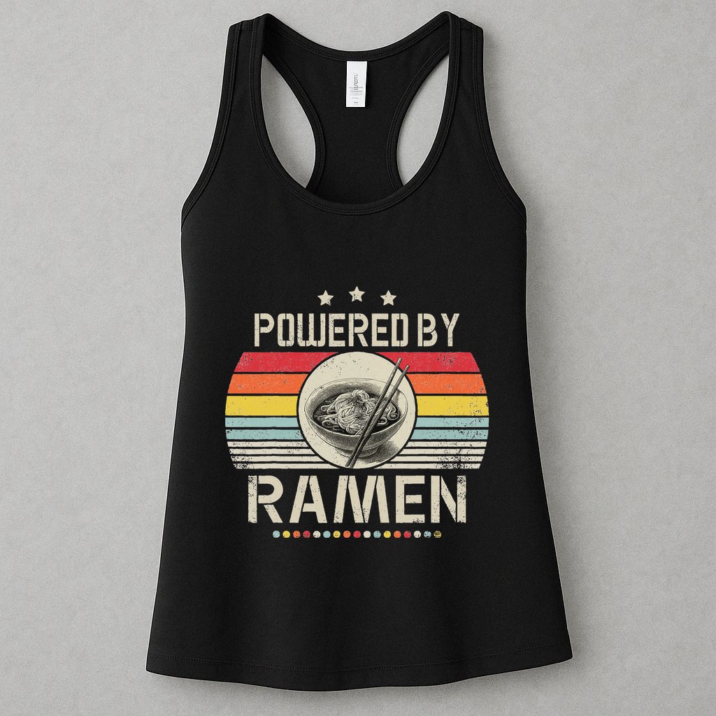 Vintage Powered By Ramen Japanese Love Anime Noodles Womens Tank Top