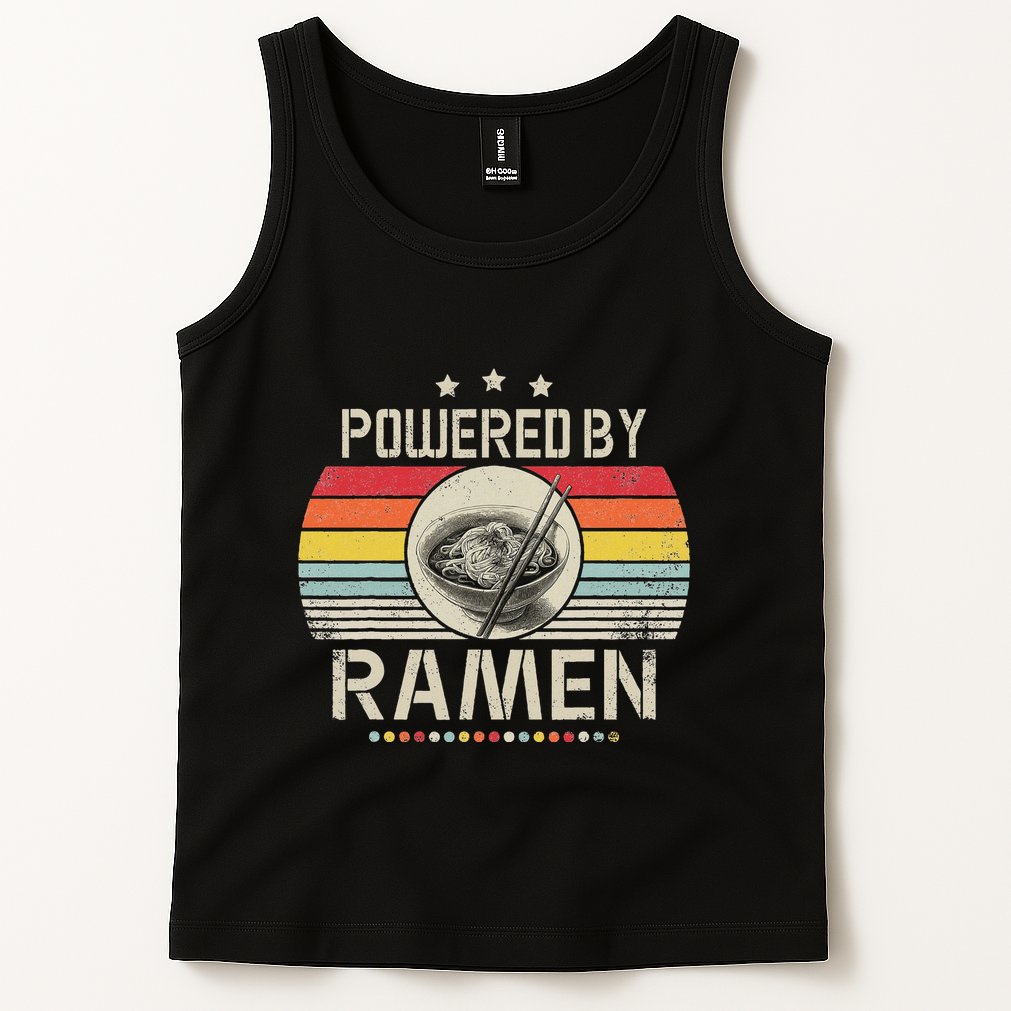Vintage Powered By Ramen Japanese Love Anime Noodles Tank Top