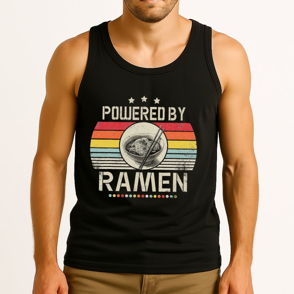 Vintage Powered By Ramen Japanese Love Anime Noodles Tank Top