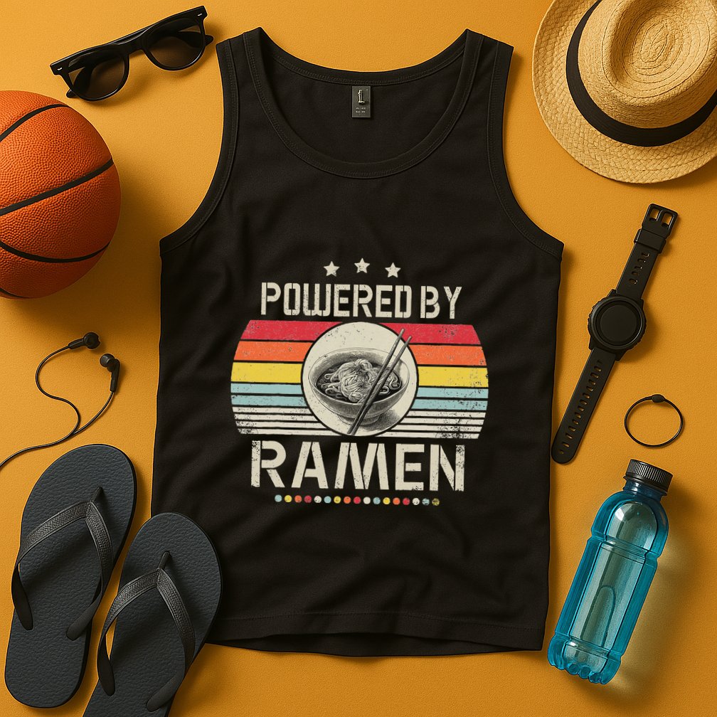 Vintage Powered By Ramen Japanese Love Anime Noodles Tank Top