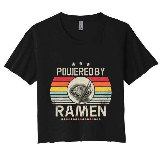 Vintage Powered By Ramen Japanese Love Anime Noodles Crop Top