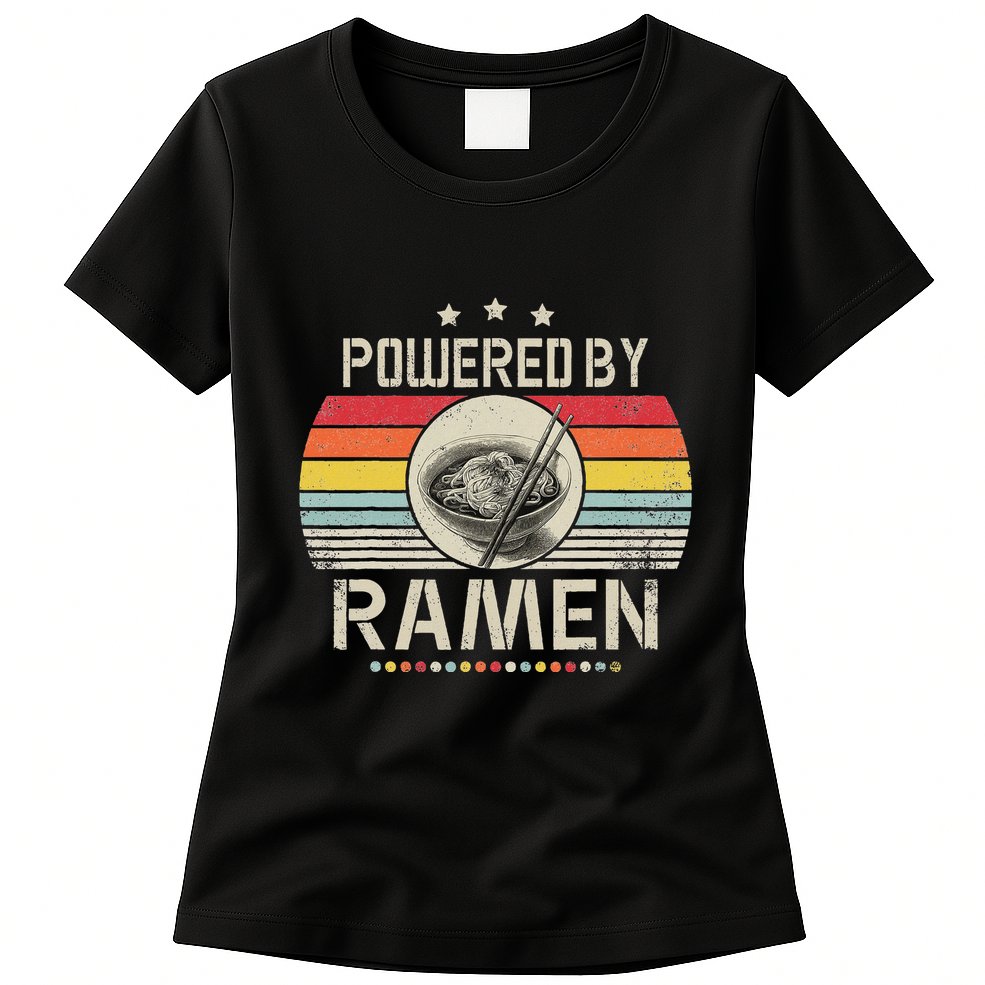 Vintage Powered By Ramen Japanese Love Anime Noodles Womens T-Shirt