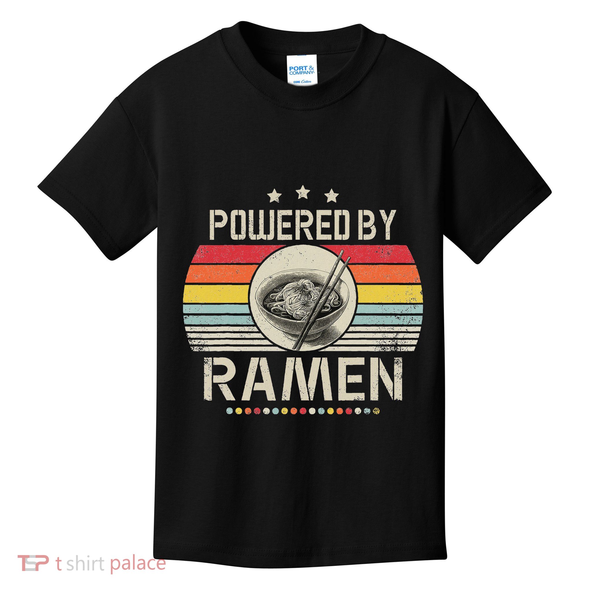 Vintage Powered By Ramen Japanese Love Anime Noodles Kids T-Shirt