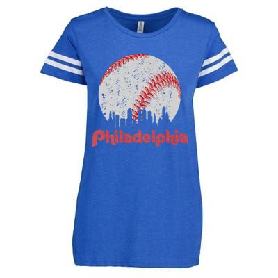 Vintage Philadelphia Baseball Skyline Retro Cityscape Enza Ladies Jersey Football T-Shirt