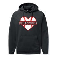 Vintage Philadelphia Baseball Skyline Retro Cityscap Performance Fleece Hoodie