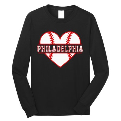 Vintage Philadelphia Baseball Skyline Retro Cityscap Long Sleeve Shirt