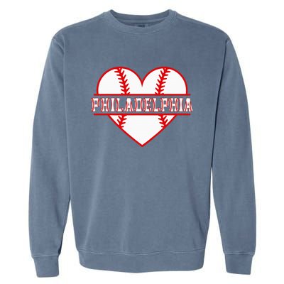 Vintage Philadelphia Baseball Skyline Retro Cityscap Garment-Dyed Sweatshirt