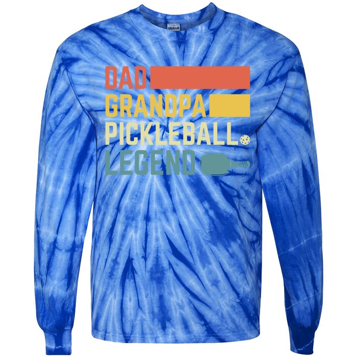 Vintage Pickle Ball Daddy Grandpa Pickleball Legend Dad Gift Tie-Dye Long Sleeve Shirt