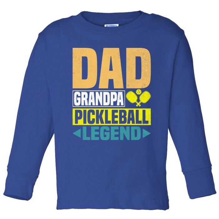 Vintage Pickle Ball Daddy Grandpa Pickleball Legend Dad Gift Toddler Long Sleeve Shirt