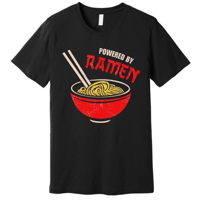 Vintage Powered By Ramen Japanese Love Anime Noodles Foodie Premium T-Shirt