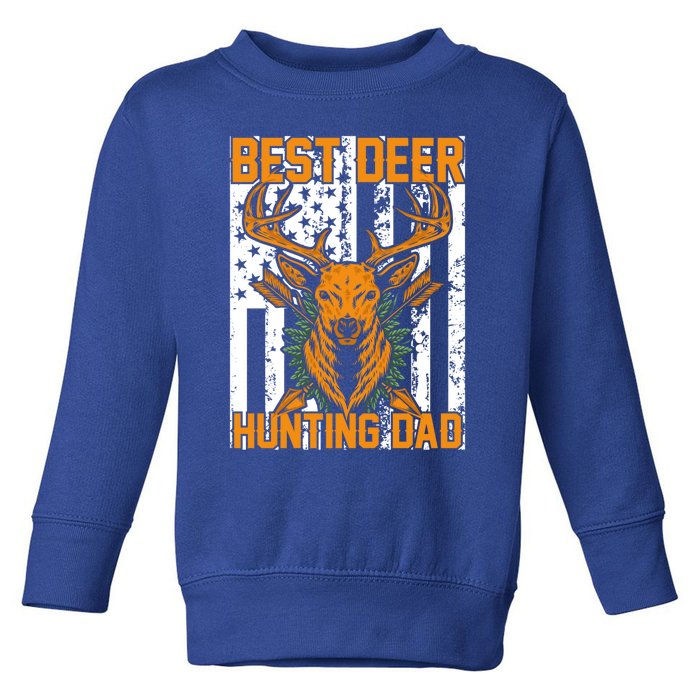 Vintage Patriotic Best Deer Hunting Dad American Flag Gift Toddler Sweatshirt