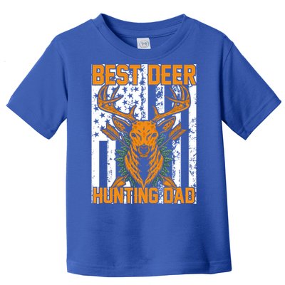 Vintage Patriotic Best Deer Hunting Dad American Flag Gift Toddler T-Shirt