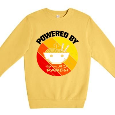 Vintage Powered By Ramen Gift Ramen Noodle Soup Gift Premium Crewneck Sweatshirt