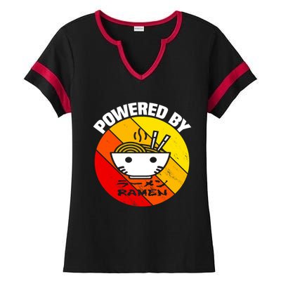 Vintage Powered By Ramen Gift Ramen Noodle Soup Gift Ladies Halftime Notch Neck Tee