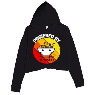 Vintage Powered By Ramen Gift Ramen Noodle Soup Gift Crop Fleece Hoodie