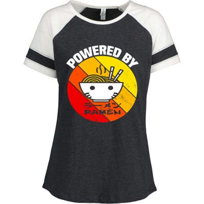 Vintage Powered By Ramen Gift Ramen Noodle Soup Gift Enza Ladies Jersey Colorblock Tee