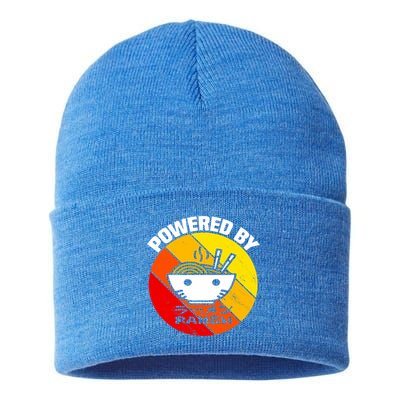 Vintage Powered By Ramen Gift Ramen Noodle Soup Gift Sustainable Knit Beanie