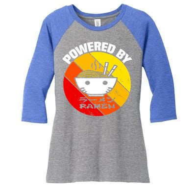 Vintage Powered By Ramen Gift Ramen Noodle Soup Gift Women's Tri-Blend 3/4-Sleeve Raglan Shirt