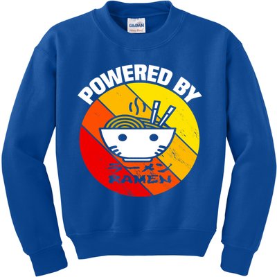 Vintage Powered By Ramen Gift Ramen Noodle Soup Gift Kids Sweatshirt