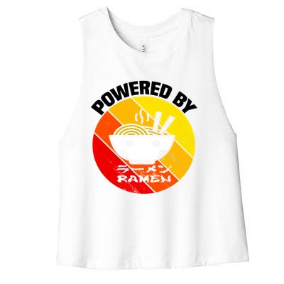 Vintage Powered By Ramen Gift Ramen Noodle Soup Gift Women's Racerback Cropped Tank