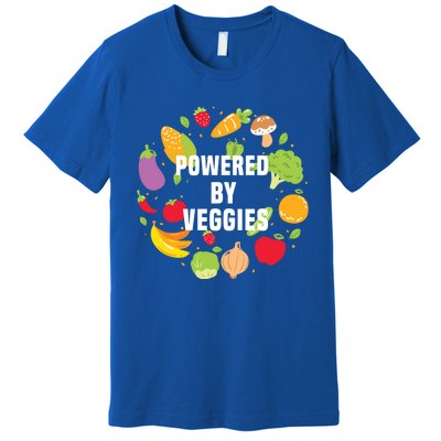 Vegeterian Powered By Veggies Funny Present Vegan Funny Gift Premium T-Shirt