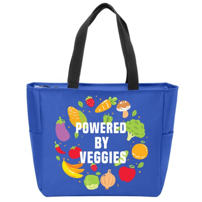 Vegeterian Powered By Veggies Funny Present Vegan Funny Gift Zip Tote Bag