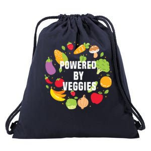 Vegeterian Powered By Veggies Funny Present Vegan Funny Gift Drawstring Bag