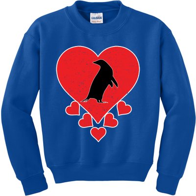 Vintage Penguin Birds Lover Valentine's Day Penguin Funny Gift Kids Sweatshirt