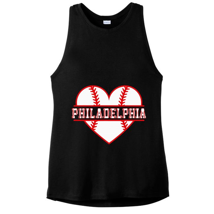 Vintage Philadelphia Baseball Skyline Ladies PosiCharge Tri-Blend Wicking Tank