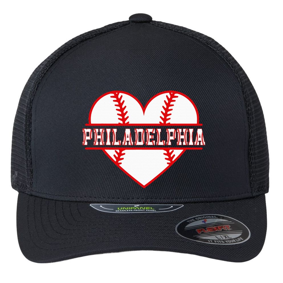 Vintage Philadelphia Baseball Skyline Flexfit Unipanel Trucker Cap