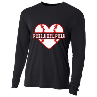 Vintage Philadelphia Baseball Skyline Cooling Performance Long Sleeve Crew
