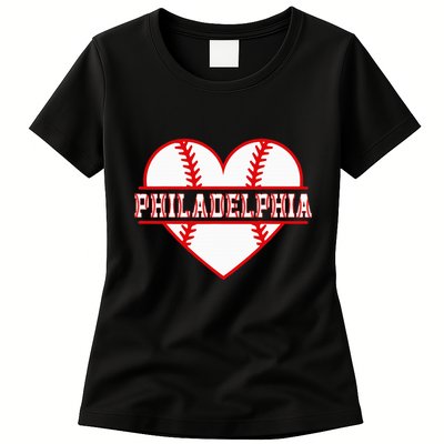Vintage Philadelphia Baseball Skyline Womens T-Shirt