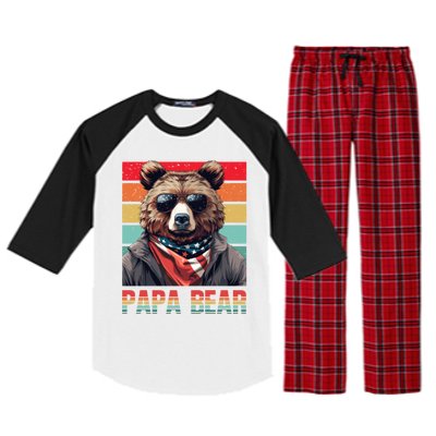 Vintage Papa Bear Sunglasses Papa Bear Lover FatherS Day Cute Gift Raglan Sleeve Pajama Set