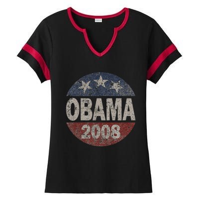 Vintage President Barack Obama 2008 Campaign Ladies Halftime Notch Neck Tee