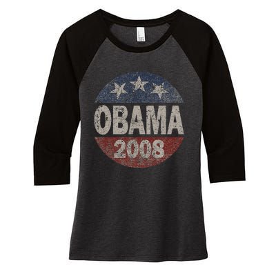 Vintage President Barack Obama 2008 Campaign Women's Tri-Blend 3/4-Sleeve Raglan Shirt