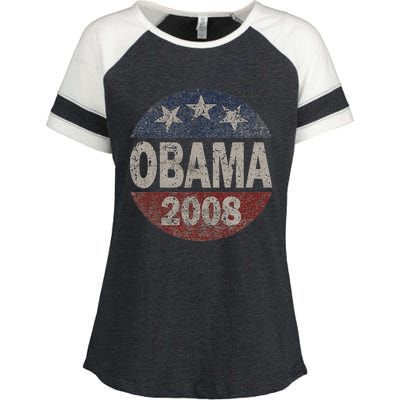 Vintage President Barack Obama 2008 Campaign Enza Ladies Jersey Colorblock Tee