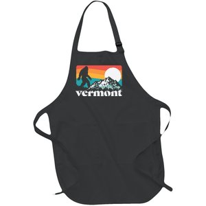 Vermont Pride Bigfoot Mountains Retro Nature Graphic Full-Length Apron With Pockets