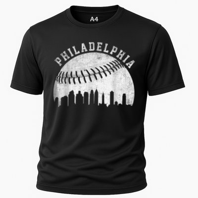 Vintage Philadelphia Baseball Skyline Retro Philly Cityscap Cooling Performance Crew T-Shirt