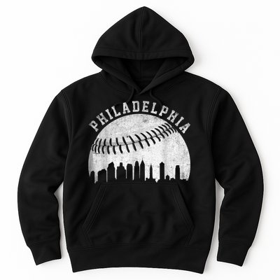 Vintage Philadelphia Baseball Skyline Retro Philly Cityscap Hoodie