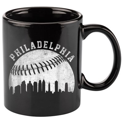 Vintage Philadelphia Baseball Skyline Retro Philly Cityscap 11oz C Handle Ceramic Mug