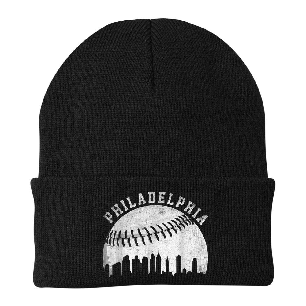Vintage Philadelphia Baseball Skyline Retro Philly Cityscap Beanie