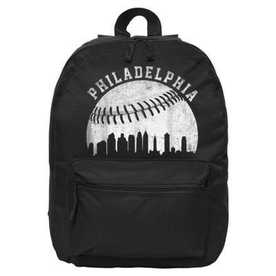 Vintage Philadelphia Baseball Skyline Retro Philly Cityscap 16 in Basic Backpack
