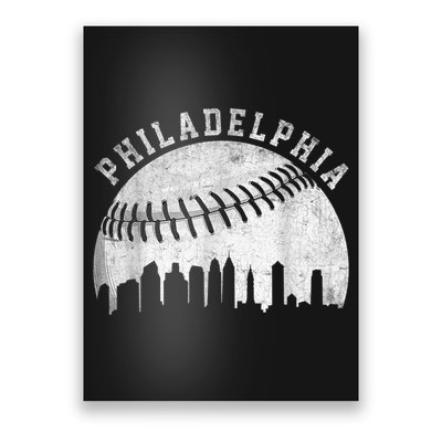 Vintage Philadelphia Baseball Skyline Retro Philly Cityscap Poster