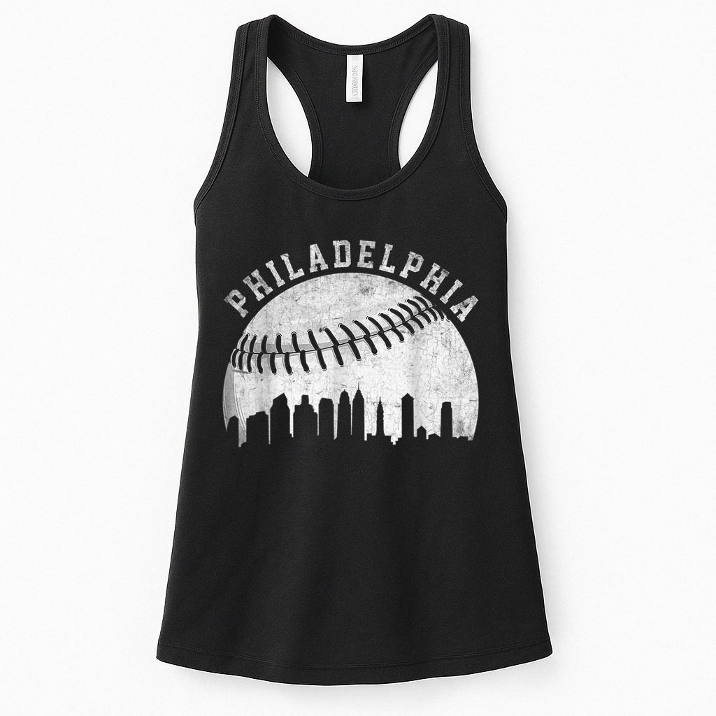 Vintage Philadelphia Baseball Skyline Retro Philly Cityscap Womens Tank Top