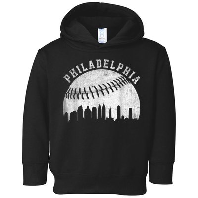 Vintage Philadelphia Baseball Skyline Retro Philly Cityscap Toddler Hoodie