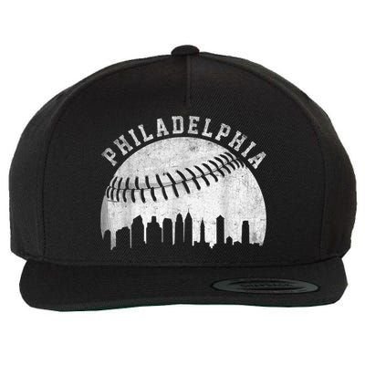 Vintage Philadelphia Baseball Skyline Retro Philly Cityscap Wool Snapback Cap