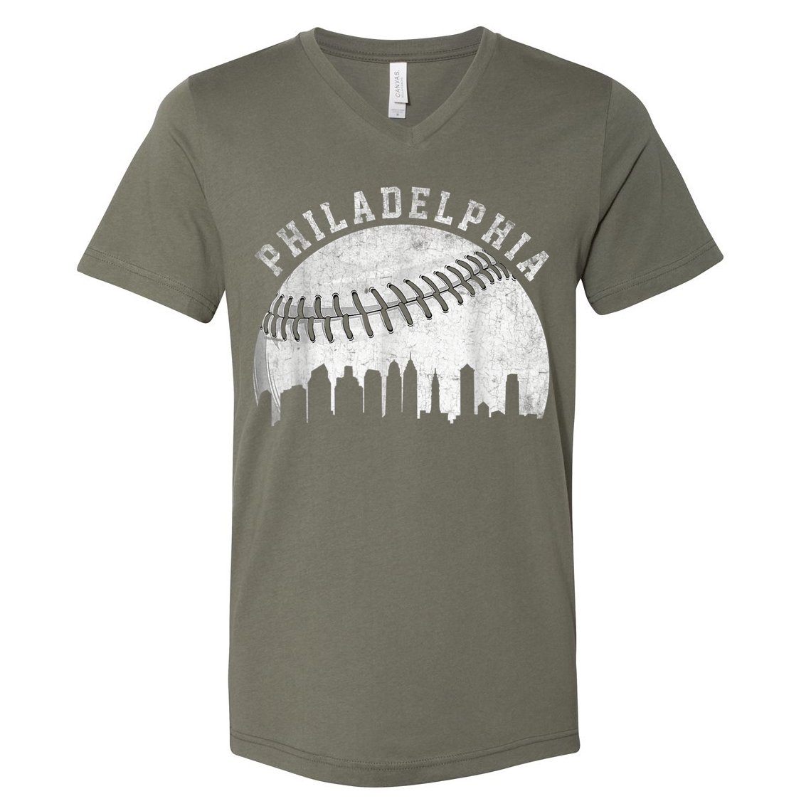 Vintage Philadelphia Baseball Skyline Retro Philly Cityscap V-Neck T-Shirt